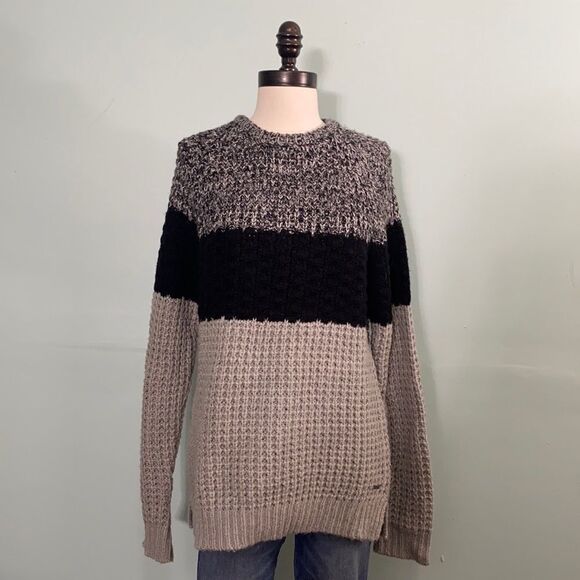 River Island Grey Tricolor Colored Block Sweater - Picture 1 of 4